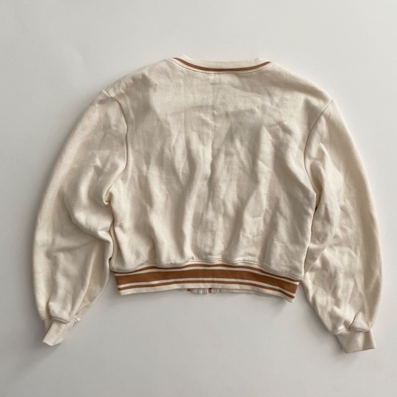 PINK Victoria's Secret Sweater Varsity Full Zip Cardigan Logo Ivory Stripe Nwt L - Picture 3 of 3